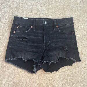 American Eagle Outfitters Black Frayed Jean Shorts